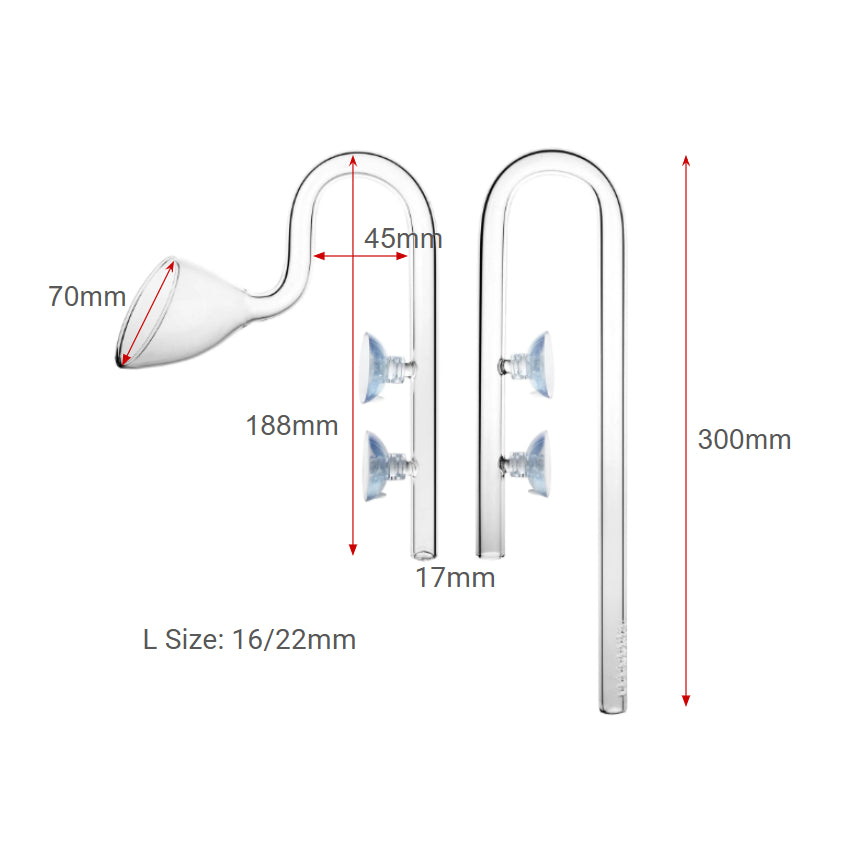 CHIHIROS - Lily Glass Pipe Inflow Outflow Aquarium Filter Pipe Clear Glass