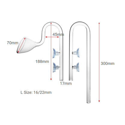 CHIHIROS - Lily Glass Pipe Inflow Outflow Aquarium Filter Pipe Clear Glass