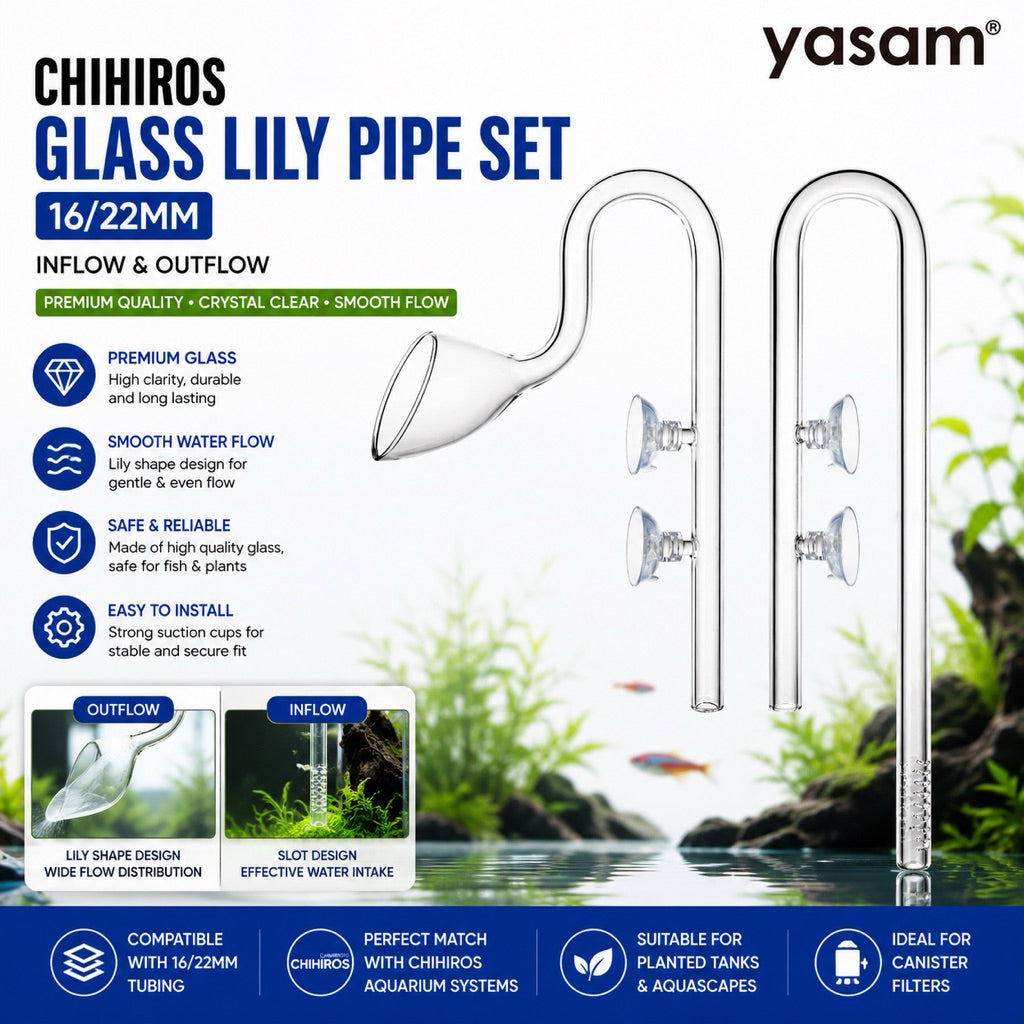 CHIHIROS - Lily Glass Pipe Inflow Outflow Aquarium Filter Pipe Clear Glass