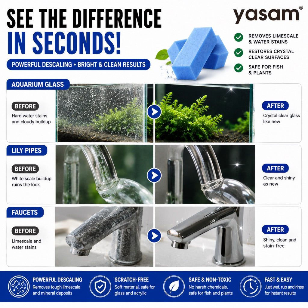 YASAM - Aquarium Glass Water Stain Remover Block Hard Water Algae Cleaner Fish Tank Scrubber