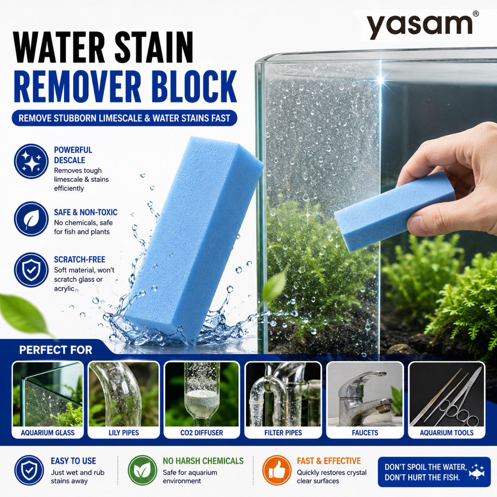YASAM - Aquarium Glass Water Stain Remover Block Hard Water Algae Cleaner Fish Tank Scrubber